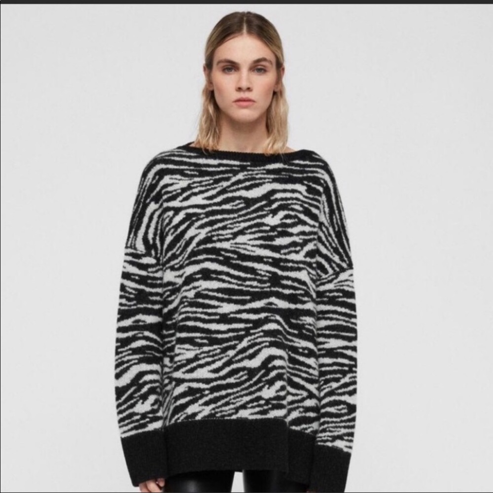 AllSaints Tiger Print Jumper •Relaxed Fit Sweater